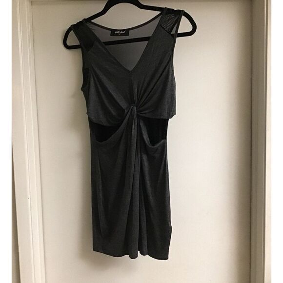 NWOT~Wet Seal Charcoal/Black Knit Cutout Mini Dress Sz Large - Picture 1 of 3